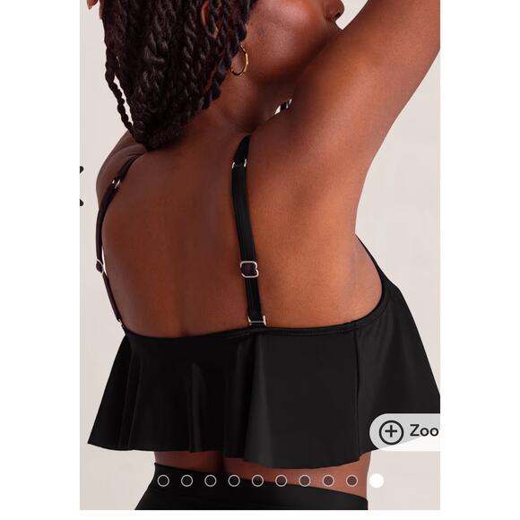 Brand New Empetua Women's Large Black Swim Ruffled Bikini Top - Picture 2 of 6